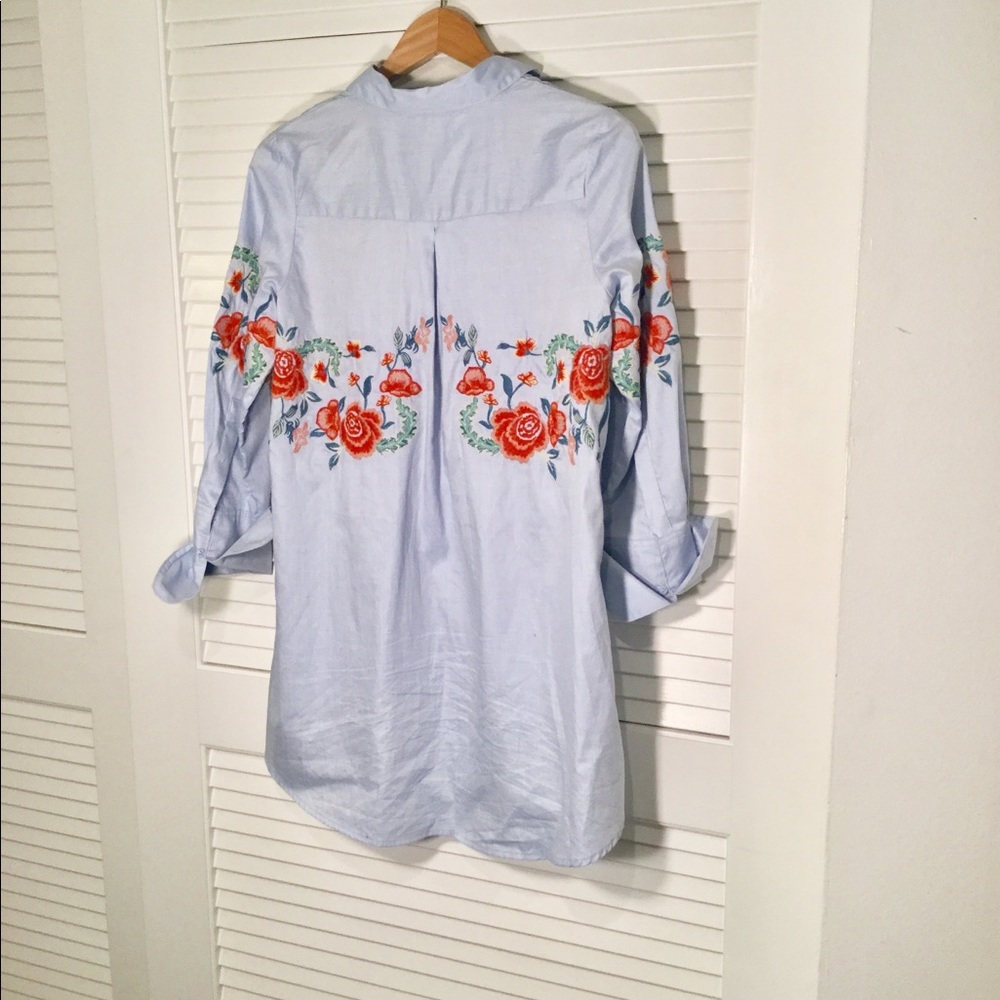 Zara Embroidered Denim Blouse - Picture 5 of 8